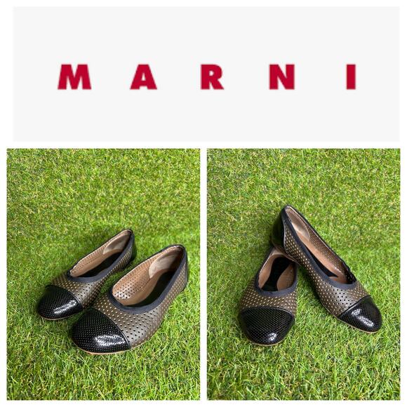 Marni‎ Perforated Leather Ballet Flats 37/7 - Picture 1 of 10